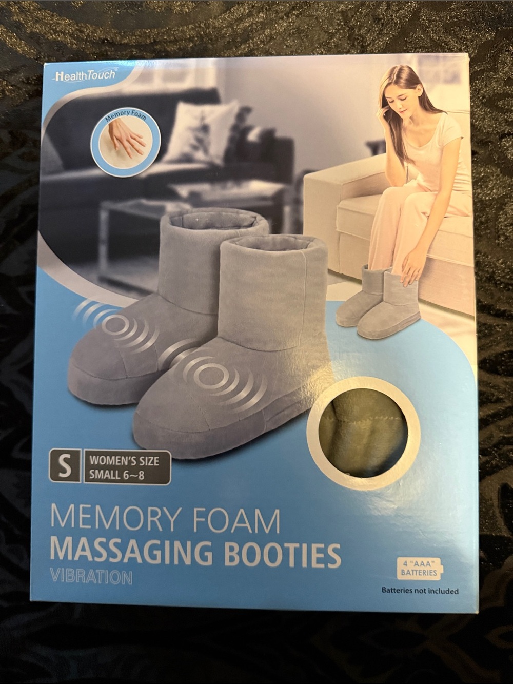 HealthTouch Memory Foam Massaging Booties - Gray